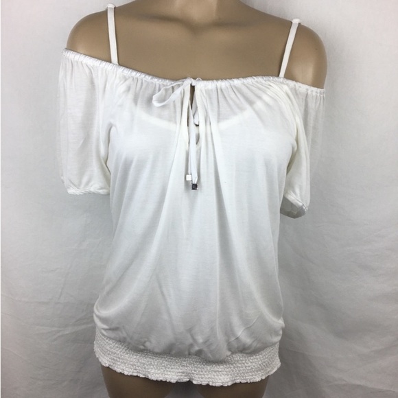 White Peasant Off Shoulder Blouse & Tank Top by White House Black Market M - Picture 4 of 9